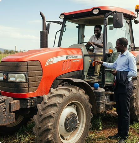 Tracteur avec agriculteurs
